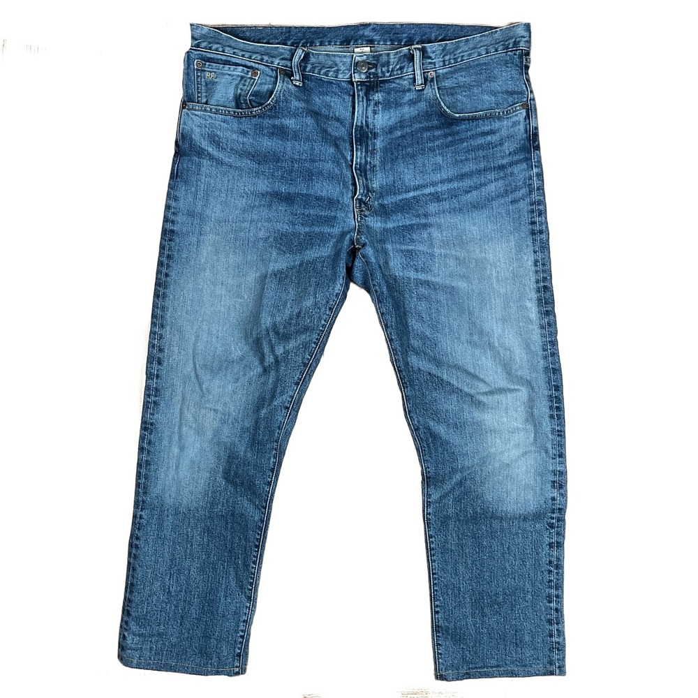 RRL Double RL Slim Narrow Jeans 42x28 (40x32 Tag) Blue Stretch Denim Hemmed